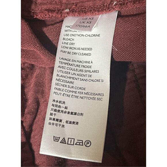 Free People Womens XS Margate Paperbag Pants Dark Red High Waist Cropped Slouchy - Picture 9 of 11